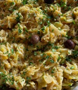 crémeux de morue, poireaux et carottes