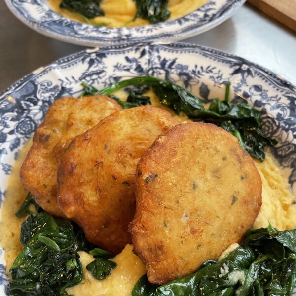 plat de morue de la semaine : galettes de morue et purée de pois chiche