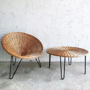 Fauteuil et table en osier Casa Cubista