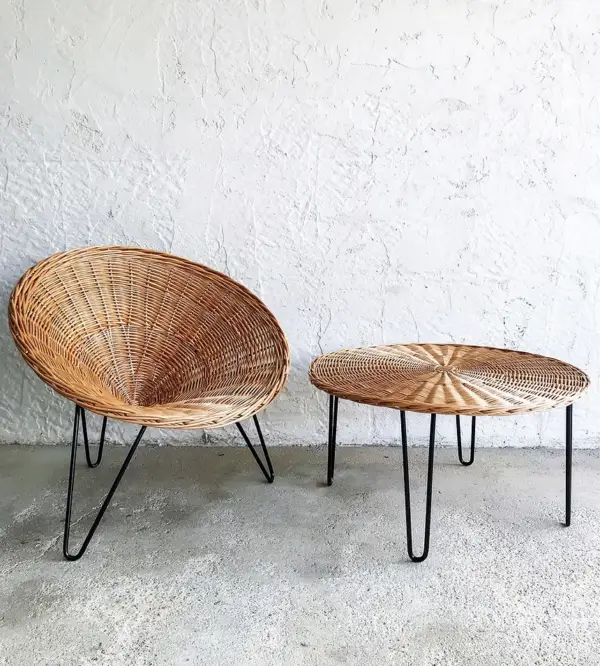 Fauteuil et table en osier Casa Cubista
