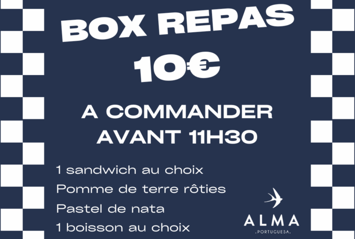 Box repas portugaise à 10€ avec sandwich, pomme de terre au four et pastel de nata