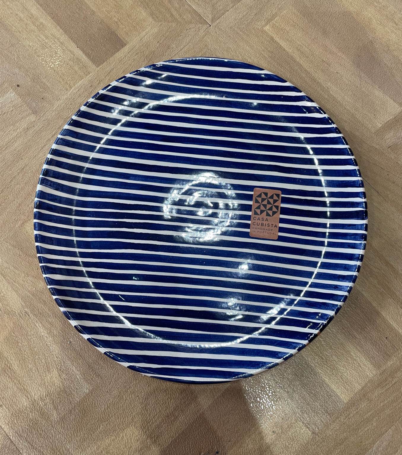 Assiette rayé bleu