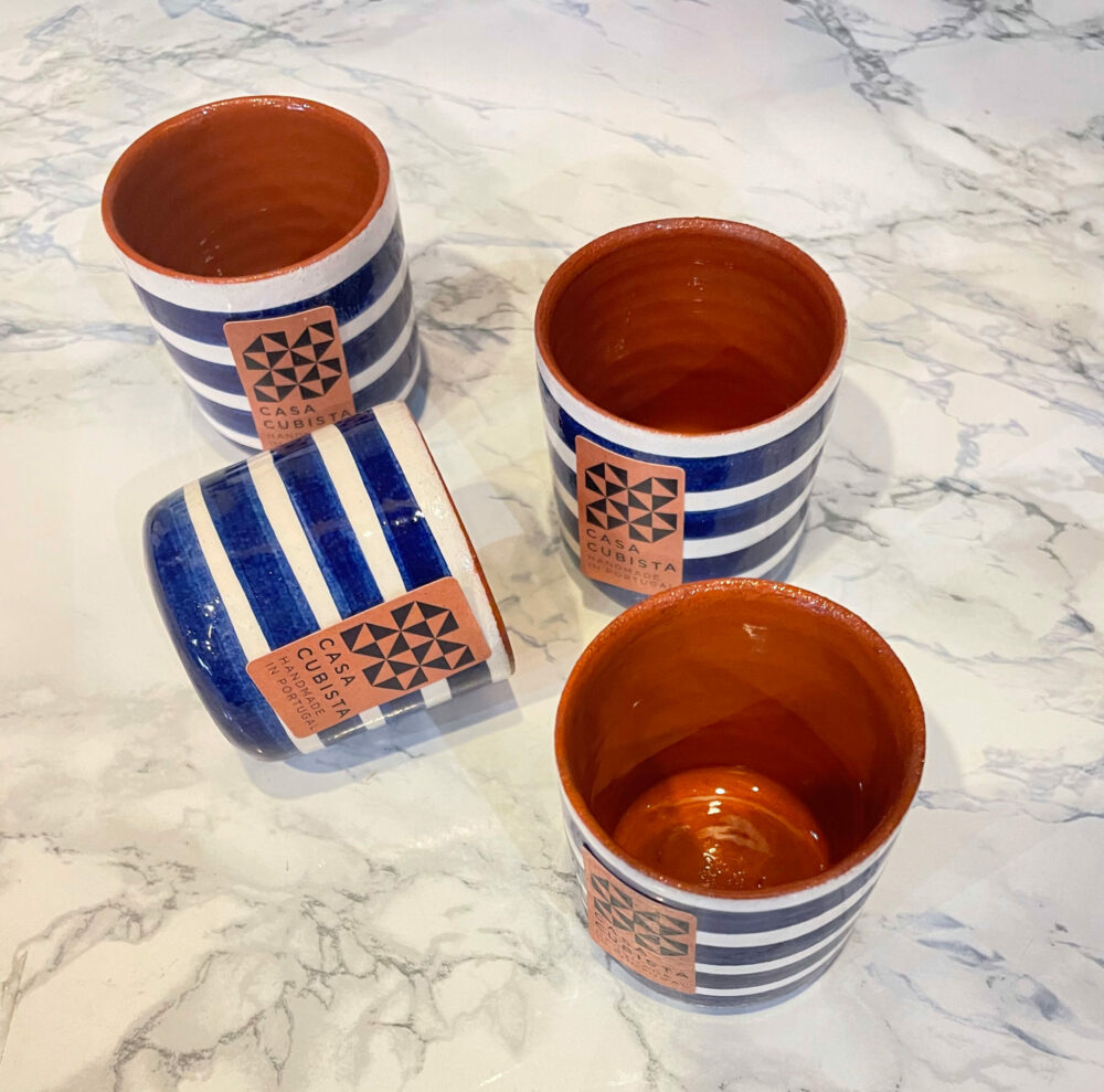 Gobelet expresso rayé bleu