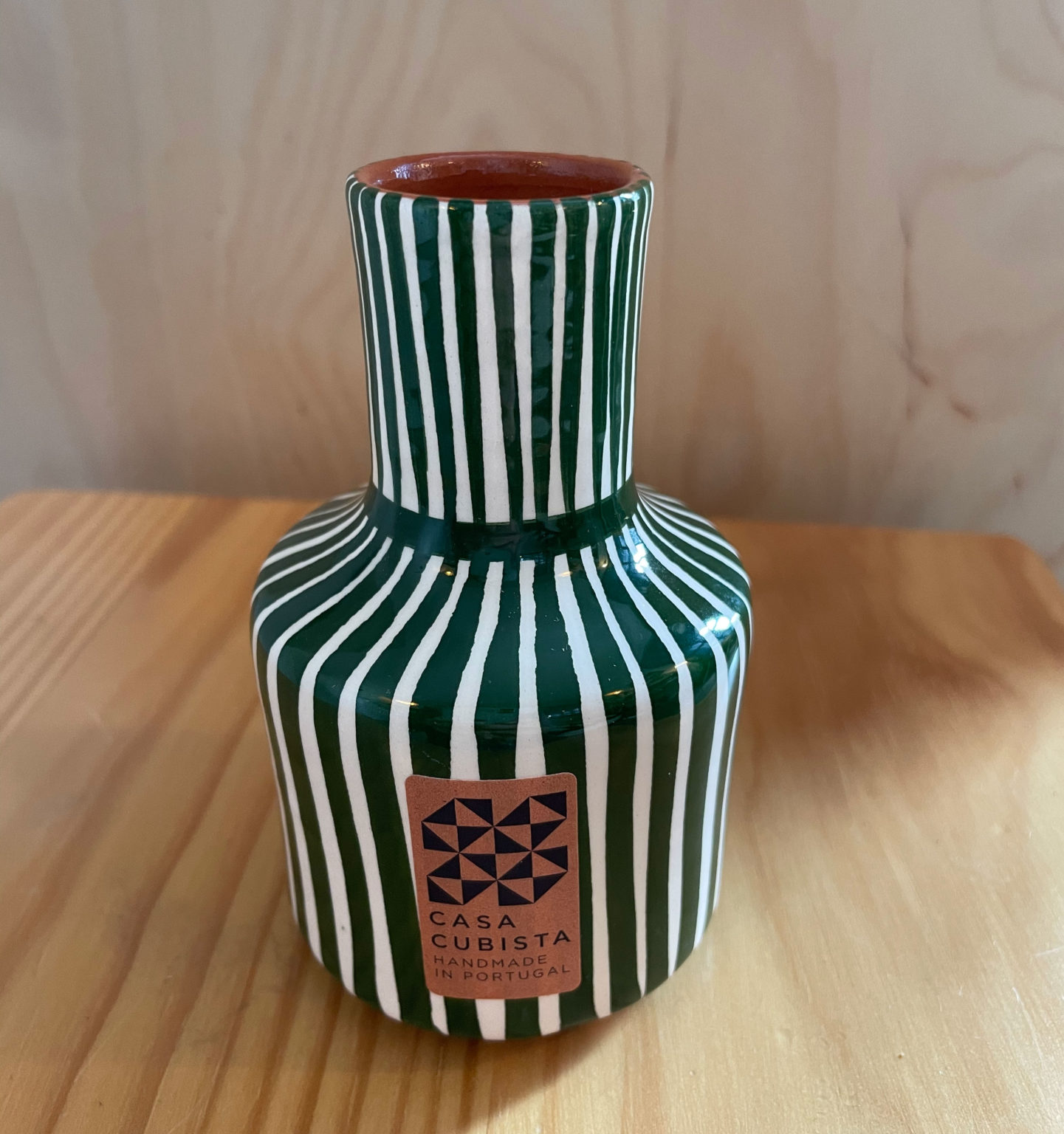 Mini vase rayé vert