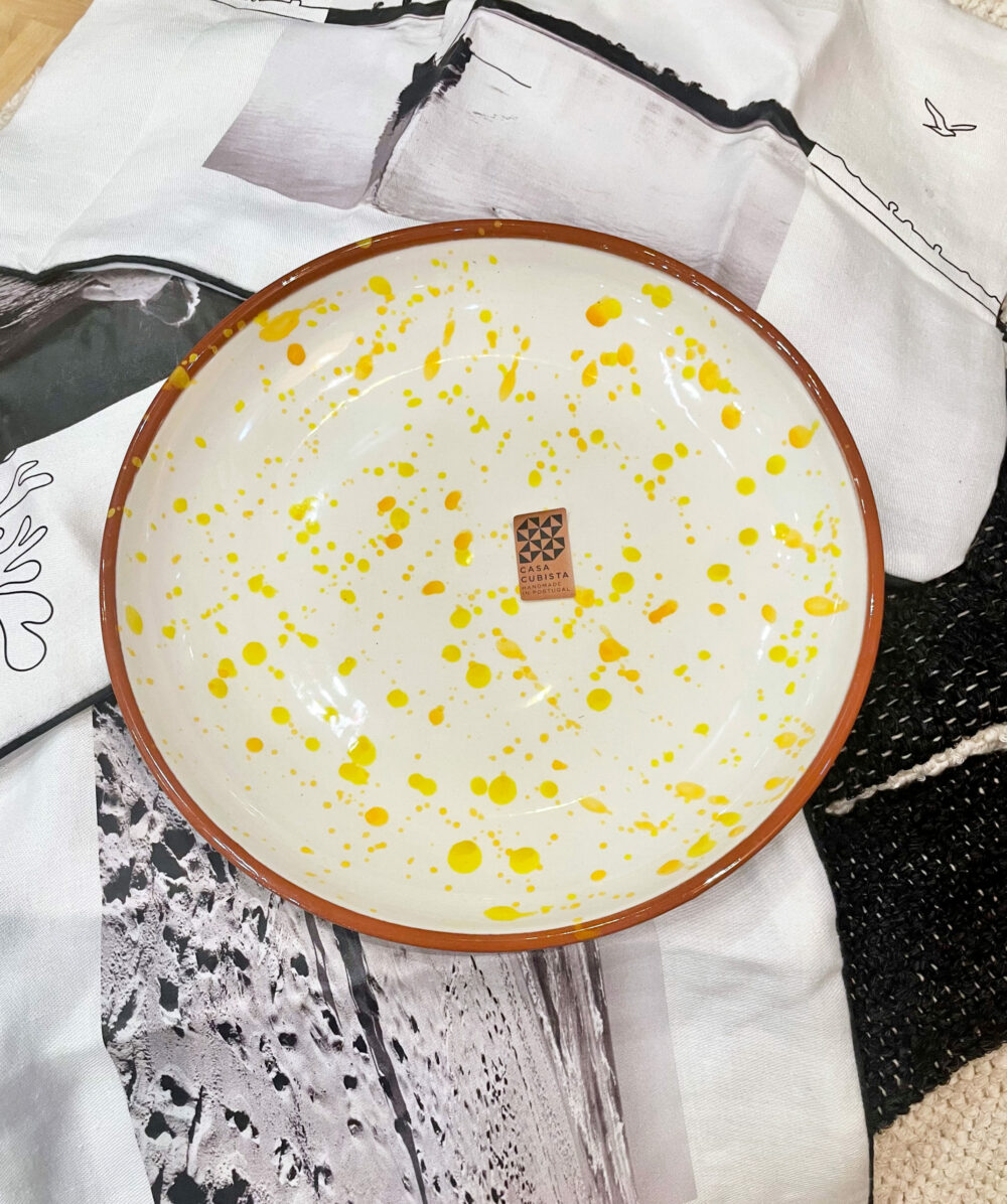 Saladier blanc tâches jaunes