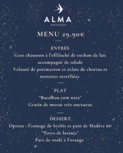menu de fêtes à 29,90€