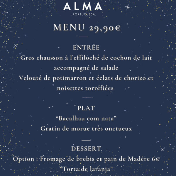 menu de fêtes à 29,90€