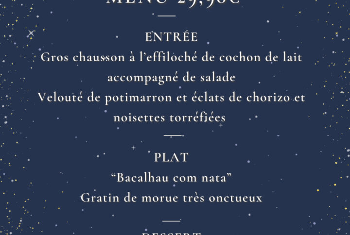 menu de fêtes à 29,90€