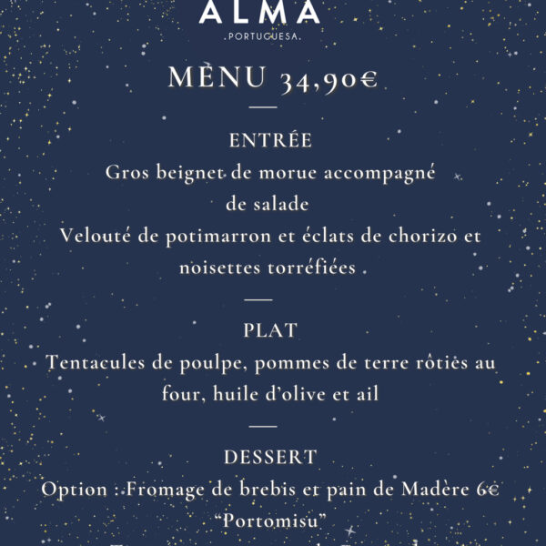 Menu de fêtes à 34,90€
