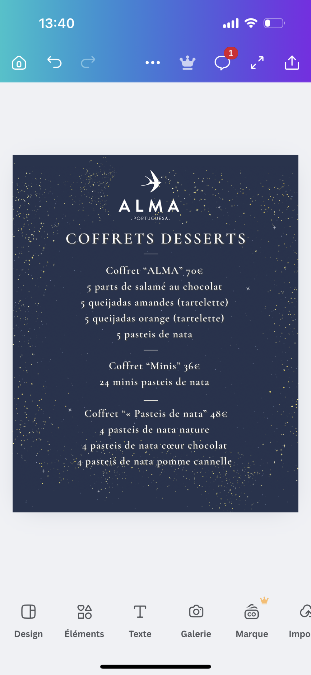Coffrets desserts