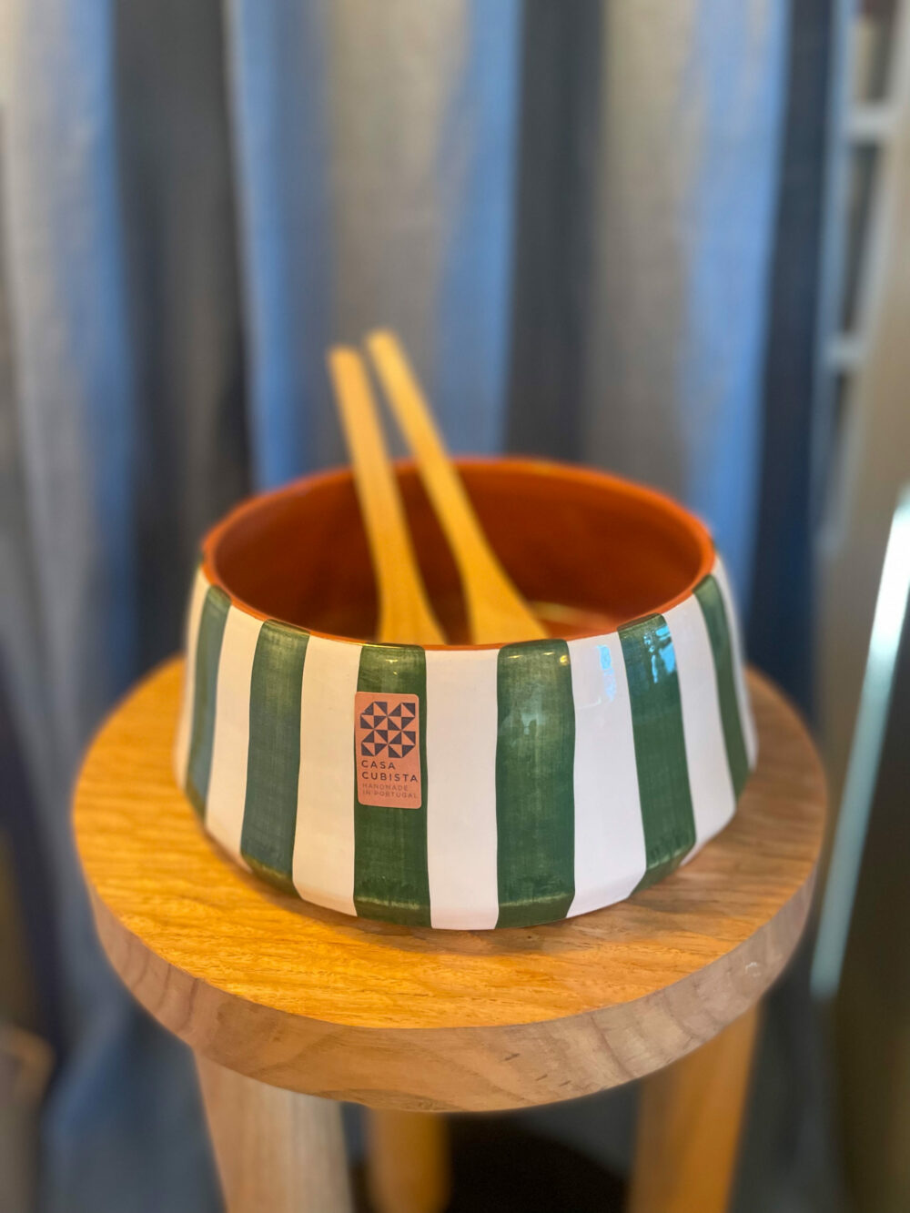 Saladier/pot rayé vert