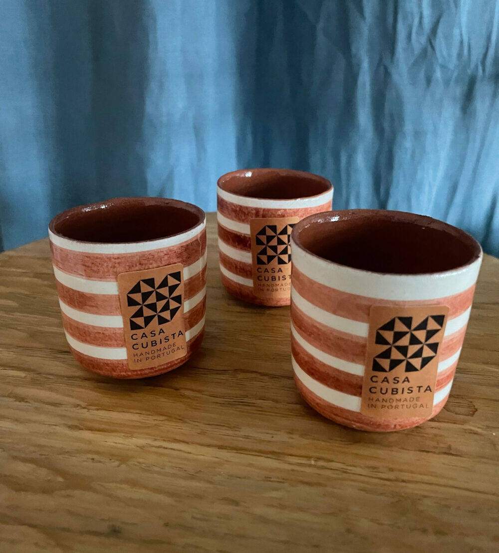Gobelet expresso rayé terracotta