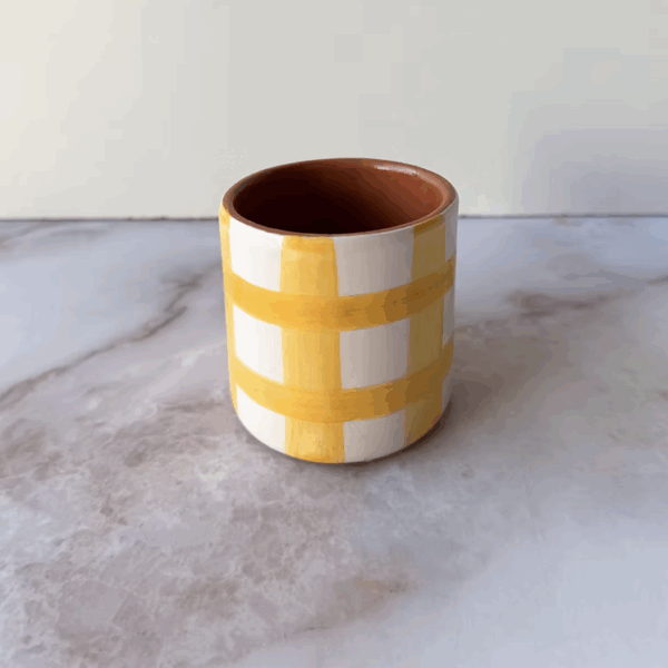 gobelet expresso carreaux jaunes casa cubista