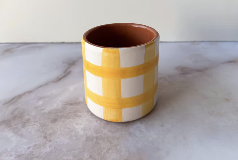 gobelet expresso carreaux jaunes casa cubista