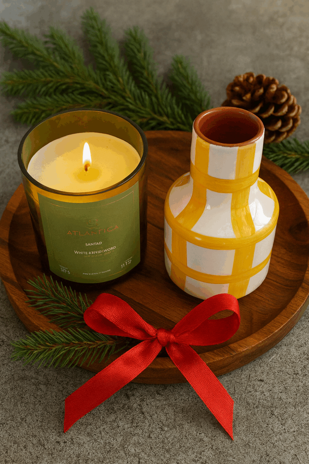 Coffret Noël bougie et vase